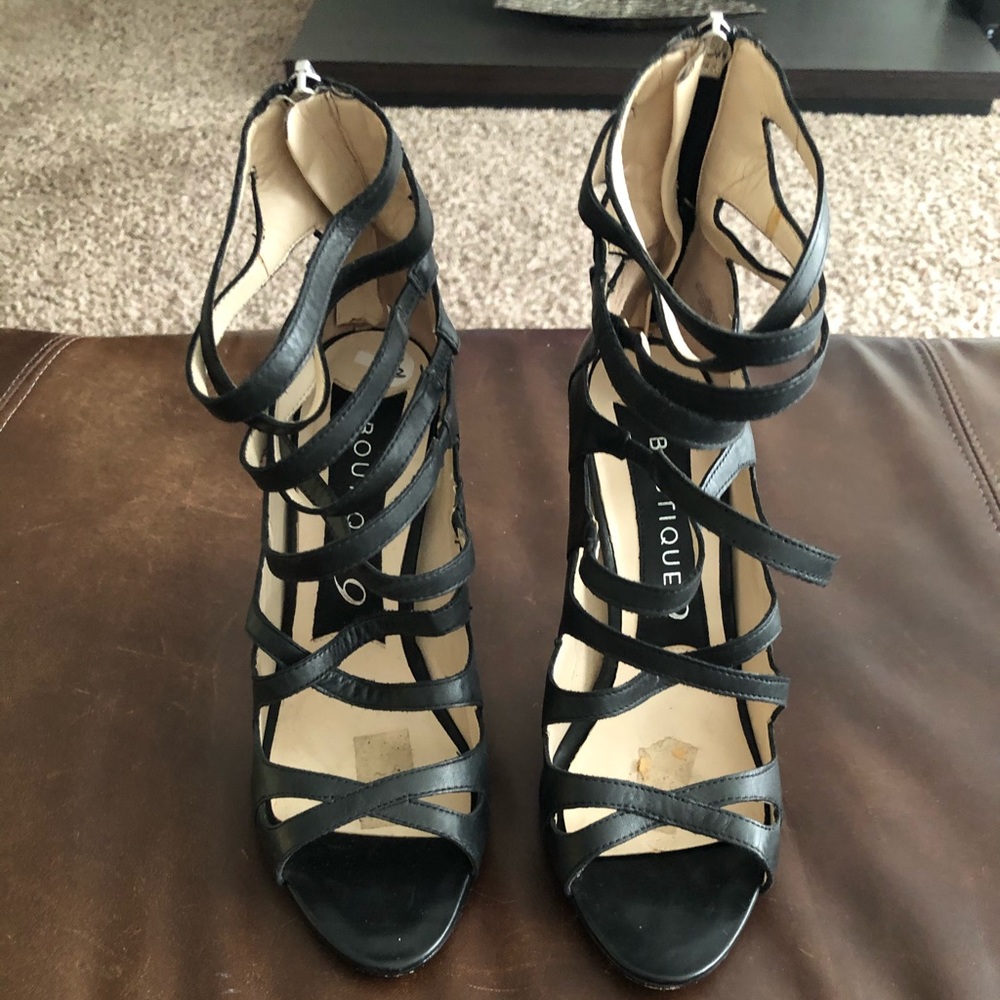 Black leather sandals